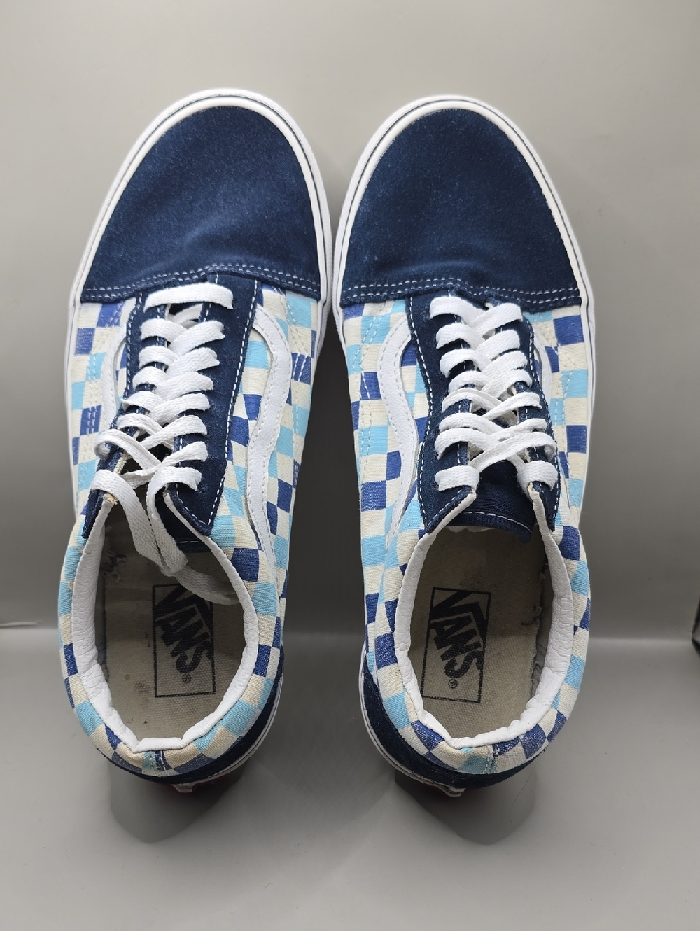 Vans Old Skool Sneakers W-11 M-9.5 Blue/White Check Low-Top Skater Classic Comfy - Picture 5 of 8